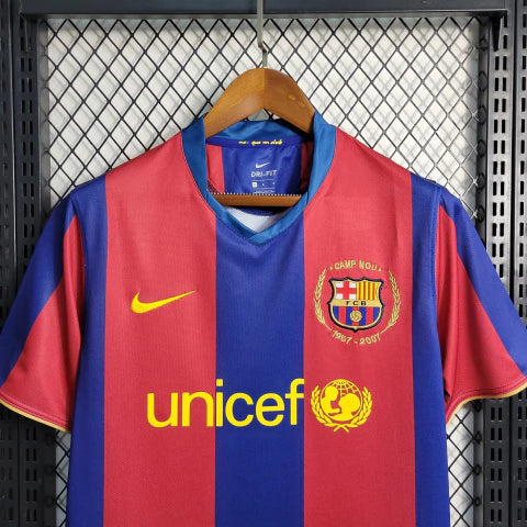 Camisa Barcelona Home I 07/08 Nike Retrô Masculina - Grená e Azul
