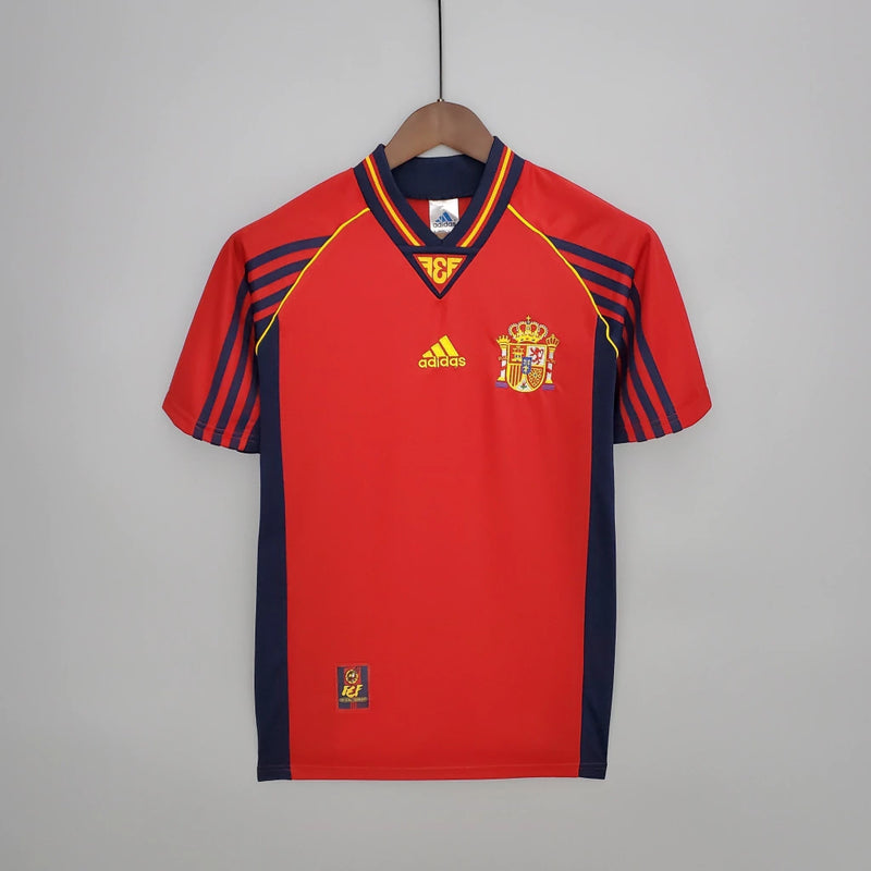 Camisa Espanha Retrô I Home 1998 Torcedor Masculina - Vermelho
