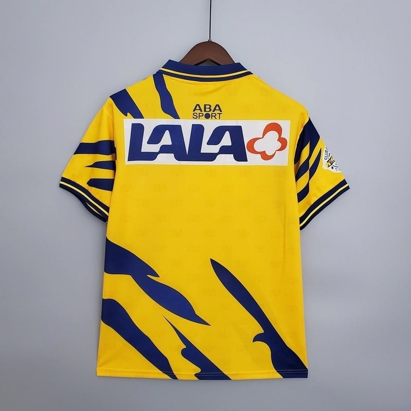 Camisa Tigres Home I 1996/97 Retrô Masculina Amarela, uniforme clássico retrô mexicano, escudo histórico, edição colecionador, Waze Mix"