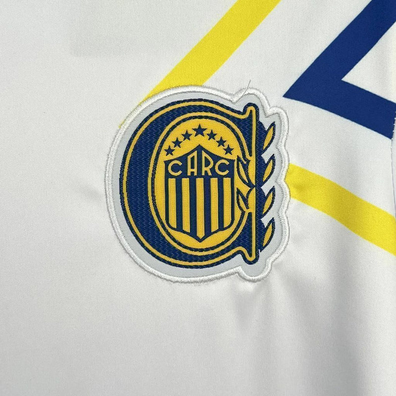Camisa Rosario Central Away II 2025/26 Torcedor Masculina branca com detalhes em azul e amarelo, modelo confortável e leve, ideal para torcedores do time argentino.