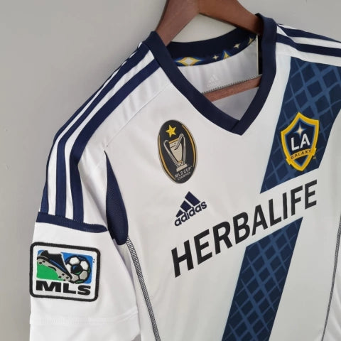 Camisa Los Angeles Galaxy Home I 2011/12 Adidas Retrô Masculina Branca, uniforme histórico da MLS, faixa diagonal azul, Beckham, Donovan, Keane, Waze Mix"