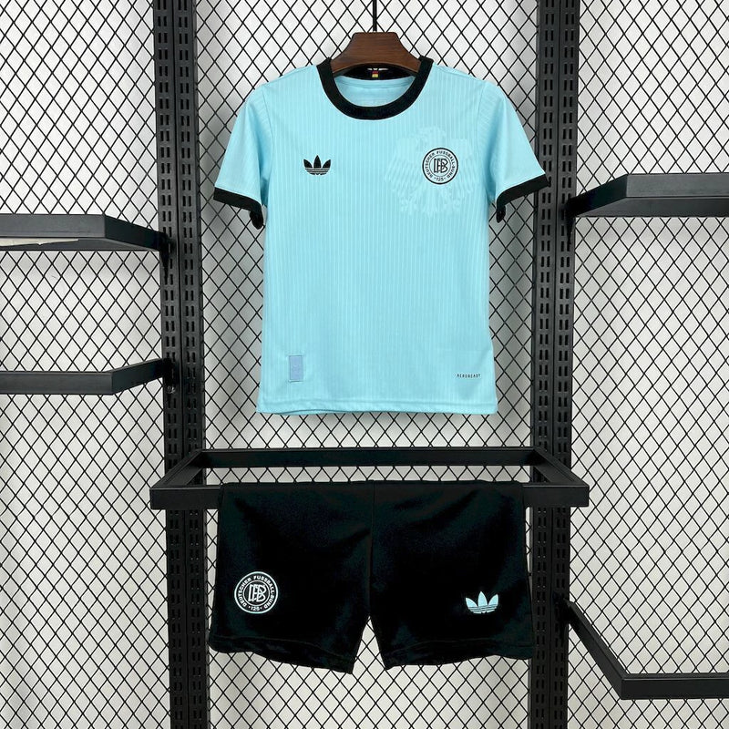 Kit Infantil Alemanha Goleiro "125th Anniversary" 2025 Adidas - conjunto infantil com camisa, short e meião em design comemorativo dos 125 anos da seleção alemã