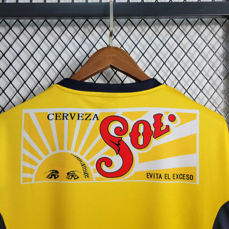 Camisa Club América Home I 2000/01 Nike Retrô Masculina Amarela, uniforme histórico anos 2000, futebol mexicano, coleção retrô das Águias"