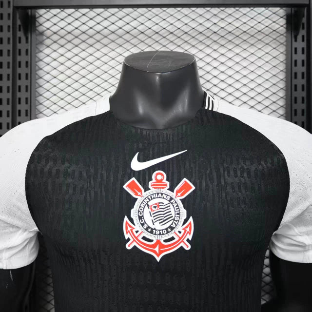 Camisa-corinthians-jogador-2025/2026-nike-preto-preta-memphis-depay-yuri-alberto-timao-versao-jogador-away-reserva-detalhes-branco-escudo-central-coringao