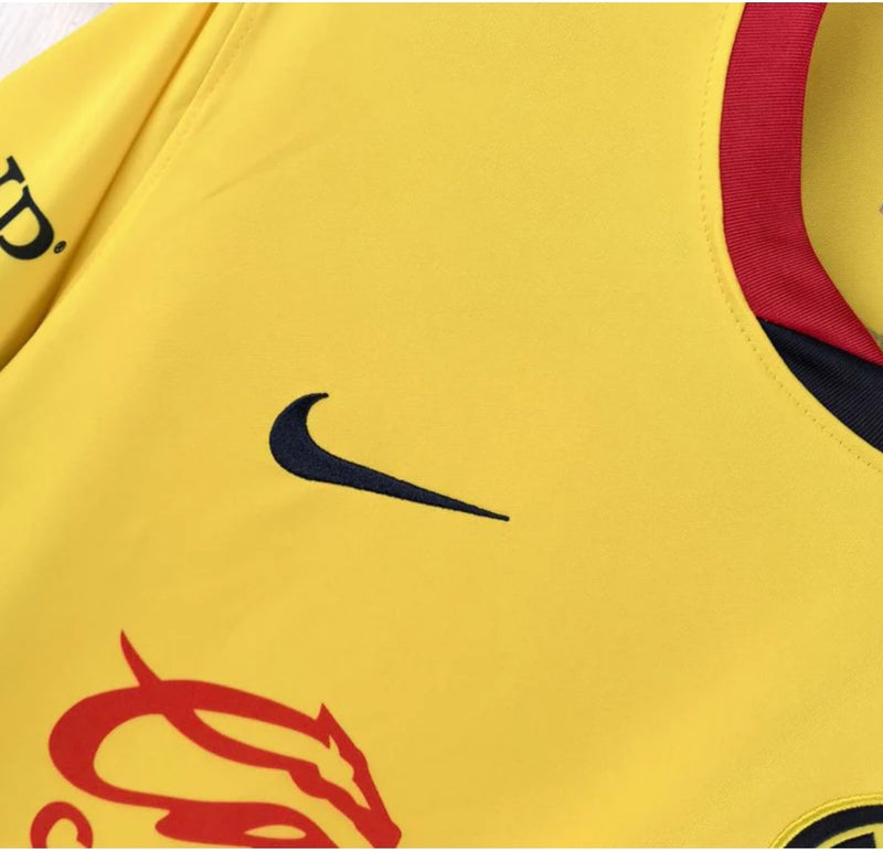 Camisa Club América Home 2024/25 Masculina para torcedor, amarela com detalhes em azul, modelo oficial do clube mexicano, ideal para fãs do Club América