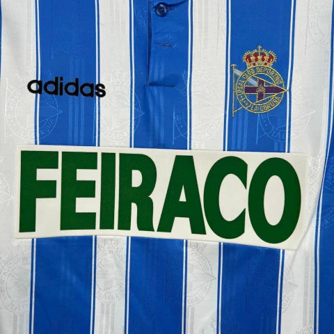 Camisa Deportivo La Coruna Home I 1097/98 Adidas Retrô  Masculina - Branca e Azul