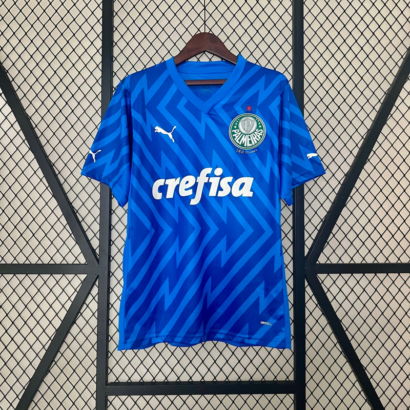 Camisa Palmeiras Goleiro 2024/25 Torcedor Masculina oficial, cor azul, escudo do Verdão bordado, tecido leve e respirável