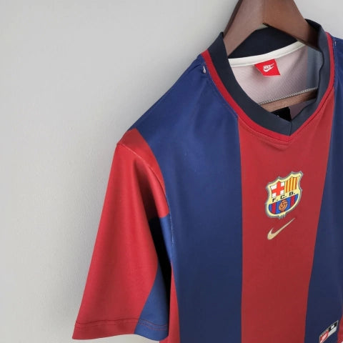 Camisa Barcelona Home I 1998/99 Nike Torcedor Masculina - Grená e Azul