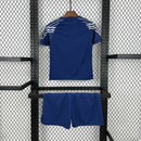 Kit Infantil PSG IV 2025/26 Jordan – Parte traseira da camisa e shorts azul, design moderno para jovens torcedores