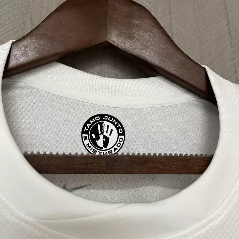 Camisa Corinthians Home 2024/25 Masculina Nike para torcedor, preta com detalhes em branco, modelo oficial do clube, ideal para fãs homens do Corinthians