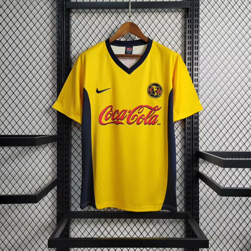 Camisa Club América Home I 2000/01 Nike Retrô Masculina Amarela, uniforme histórico anos 2000, futebol mexicano, coleção retrô das Águias"