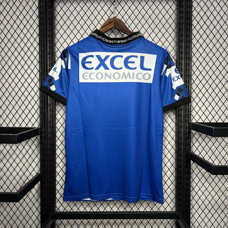 Camisa retrô do goleiro do Corinthians 1998/99 azul da Penalty masculina – vista frontal com escudo bordado