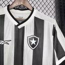 Camisa Botafogo Home 2024/25 Torcedor Masculina Adidas oficial preta e branca com listras verticais e escudo bordado