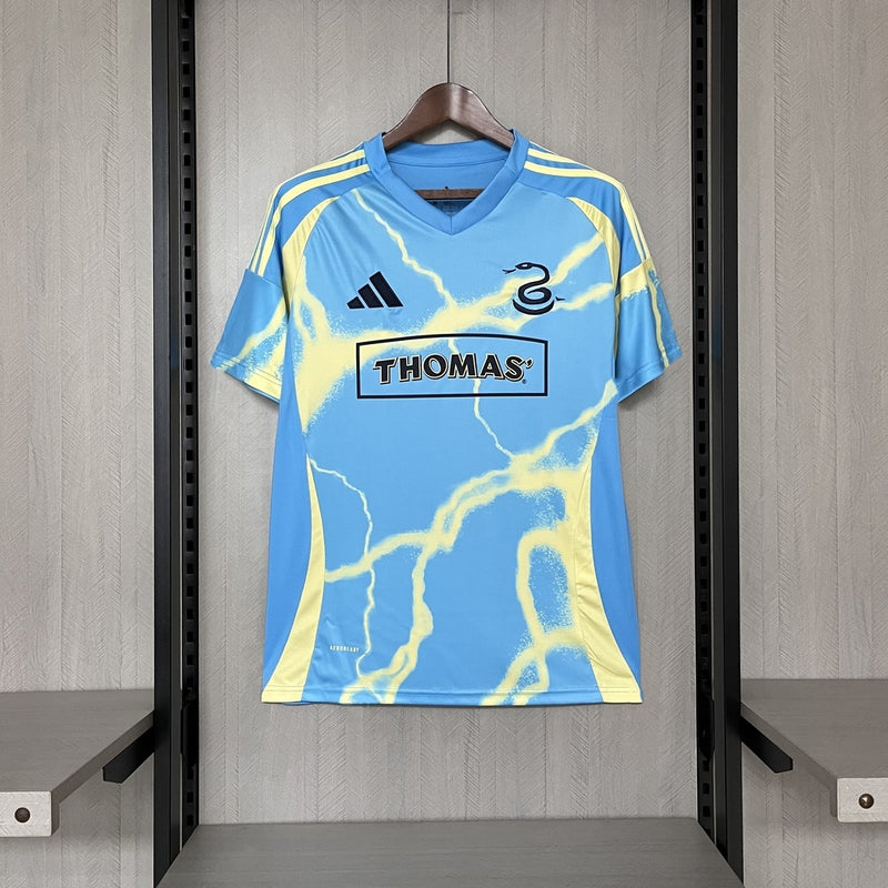 Camisa Philadelphia Union Voltage Away II 2025/26 Adidas Torcedor Masculina Azul, uniforme moderno MLS, conforto e estilo para torcedores apaixonados