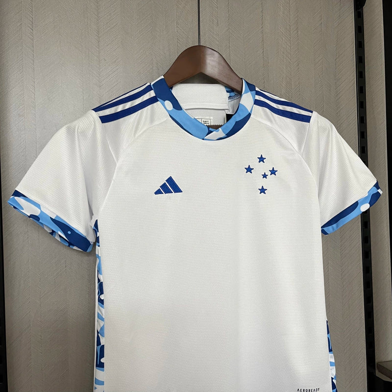 Kit Infantil Cruzeiro Away 2024/25 Branco Adidas - Camisa, shorts e meias oficiais para crianças de 3-4 a 12-13 anos