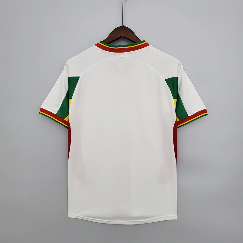Camisa Senegal Away 2002 2003 retrô masculina branca reserva seleção africana Copa do Mundo uniforme clássico de futebol anos 2000
