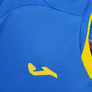 Camisa Ucrânia Away II 2020/21 masculina azul com detalhes em amarelo, gola careca e tecido leve respirável para torcedores"