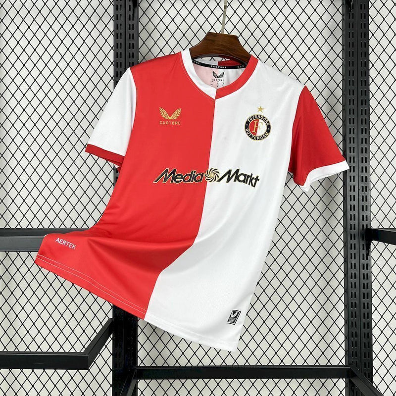 Camisa Feyenoord Home I 2025/26 Castore Torcedor Masculina - Branca e Vermelha