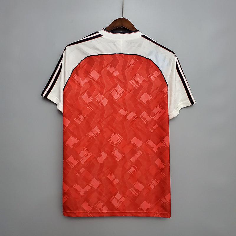 Camisa Arsenal Home 1990/92 Adidas Retrô Masculina em vermelho com gola polo e escudo bordado, design clássico anos 90, ideal para torcedores e colecionadores