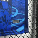 Kit Infantil Atlético de Madrid Third III 2024/25 Nike azul, com camisa, short e meia, tecido leve Dri-FIT, uniforme infantil moderno para jogos, treinos e torcedores mirins