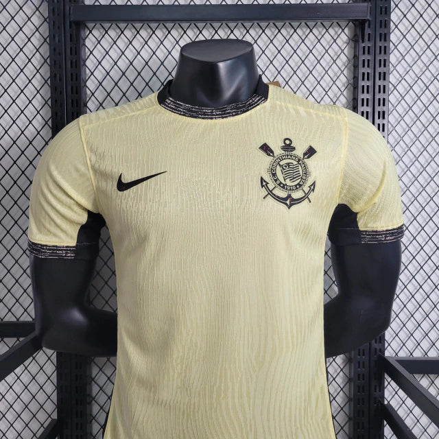Camisa Corinthians Third 2023/24 Nike jogador masculina amarela com escudo 3D e tecnologia dri-fit adv