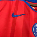Camisa PSG Third II 2025/26 Nike Torcedor Masculina Vermelha, uniforme estiloso com detalhes em azul, tecido leve e respirável, ideal para torcedores do Paris Saint-Germain.”