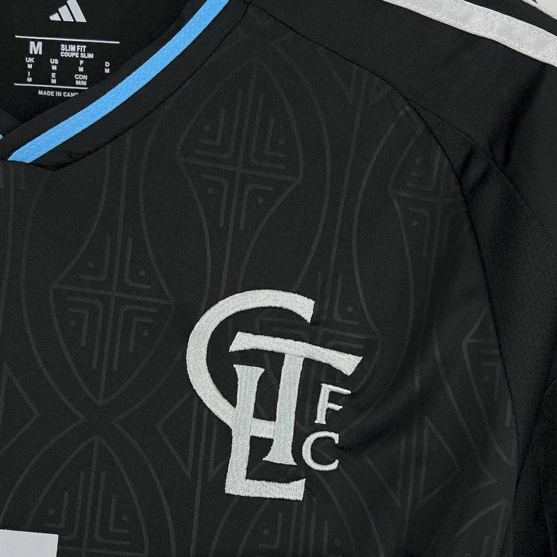 Camisa Charlotte FC Away II 2025/26 Adidas Torcedor Masculina Preta, uniforme MLS, escudo bordado, tecnologia AEROREADY, Waze Mix"