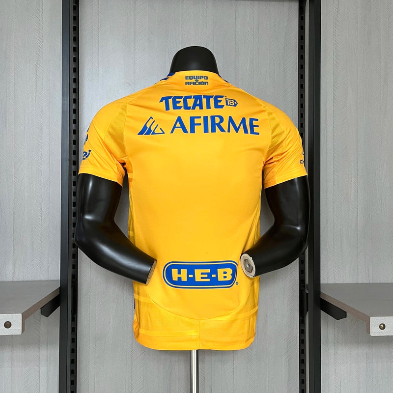 Camisa Tigres Home I 2024/25 Adidas Jogador Masculina Amarela, uniforme de jogador, escudo bordado, tecido Climalite, performance e conforto para treinos e partidas"