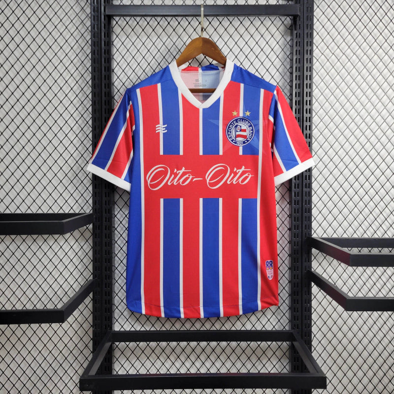 Camisa Bahia Edição Especial 88 2024/25 Torcedor Masculina frente completa, uniforme tricolor azul, vermelho e branco