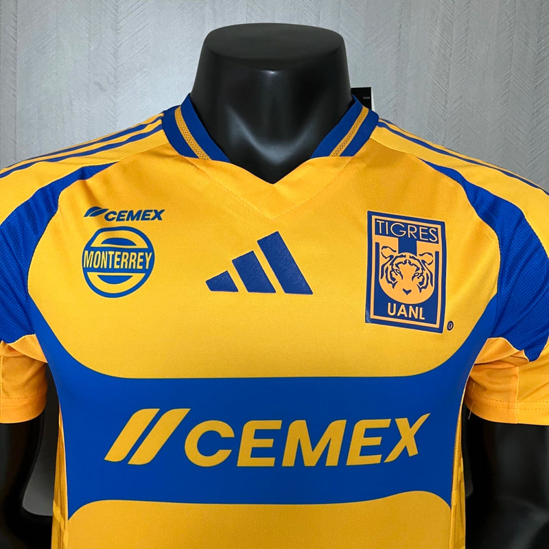 Camisa Tigres Home I 2024/25 Adidas Jogador Masculina Amarela, uniforme de jogador, escudo bordado, tecido Climalite, performance e conforto para treinos e partidas"