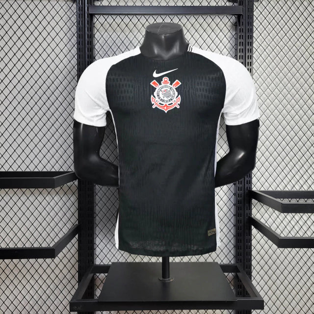 Camisa-corinthians-jogador-2025/2026-nike-preto-preta-memphis-depay-yuri-alberto-timao-versao-jogador-away-reserva-detalhes-branco-escudo-central-coringao