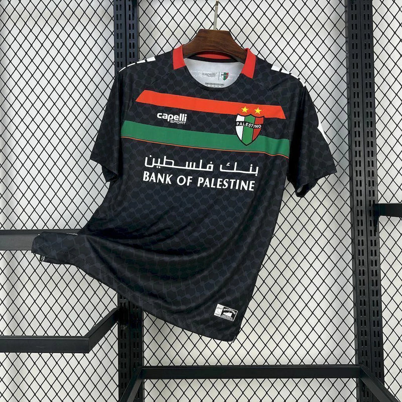 Camisa Palestino Away II 2025/26 Torcedor Masculina Preta, uniforme elegante, futebol chileno, escudo bordado, conforto e estilo para torcedores"
