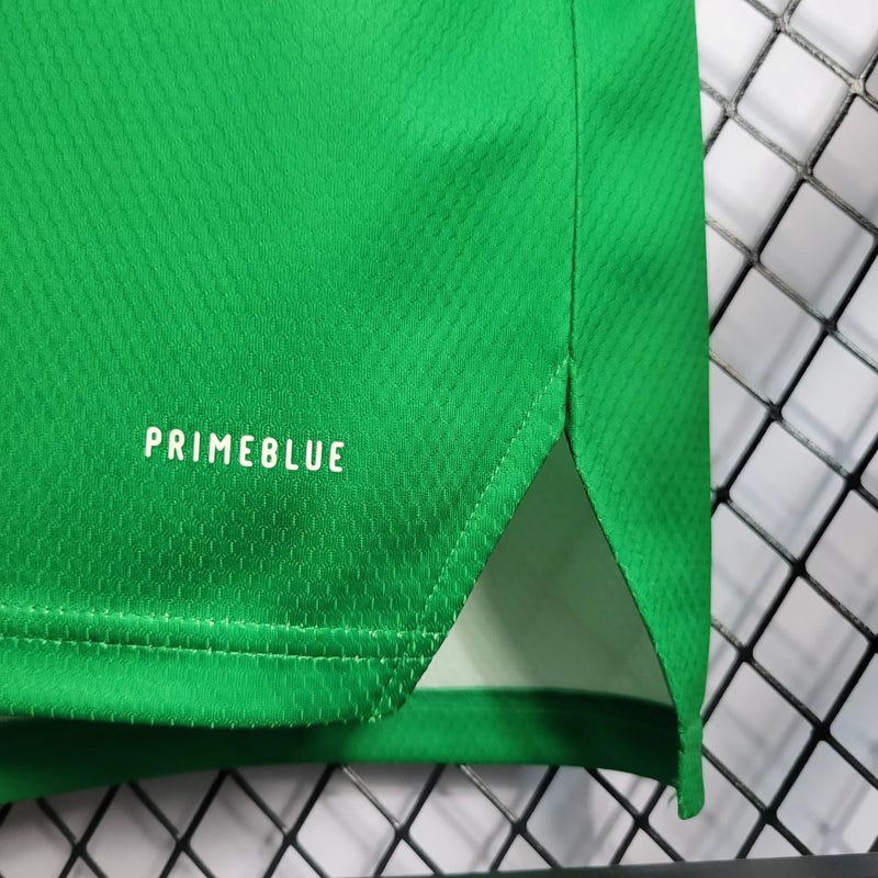 Camisa Irlanda do Norte Home I 2022/23 Adidas masculina verde com detalhes em branco e azul, gola careca, mangas curtas e tecido leve respirável para torcedores"