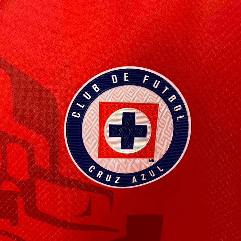 Camisa Cruz Azul Third III 2024/25 Pirma Torcedor Masculina Vermelha, uniforme vibrante, futebol mexicano, escudo do Cruz Azul, conforto e estilo para torcedores"