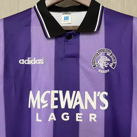 Camisa Rangers Third III 1994/95 Adidas Retrô Masculina Roxa, design clássico dos anos 90 com detalhes históricos e estilo marcante para torcedores e colecionadores