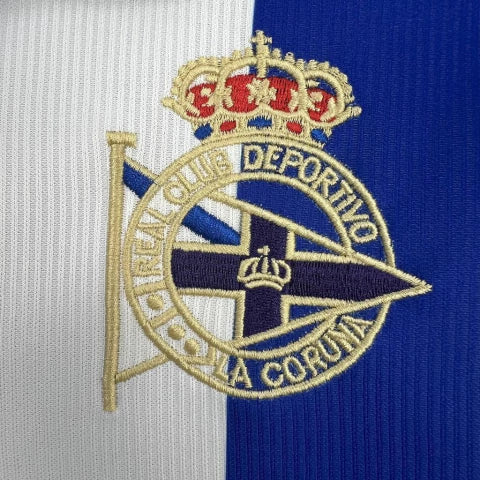 Camisa Deportivo La Coruna Home I 1999/00 Adidas Retrô Masculina - Branca e Azul