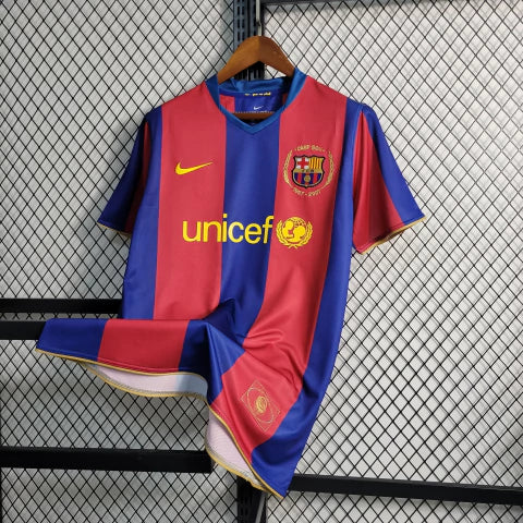 Camisa Barcelona Home I 07/08 Nike Retrô Masculina - Grená e Azul