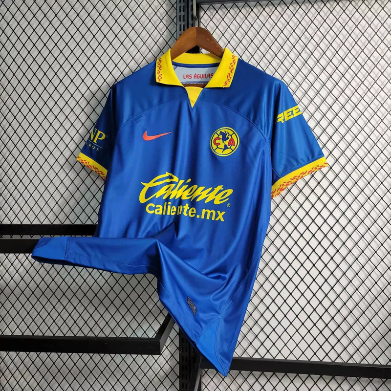 Camisa Club América Away II 2023/24 Torcedor Masculina Azul Nike, uniforme alternativo confortável e estiloso, futebol mexicano, manto das Águias"