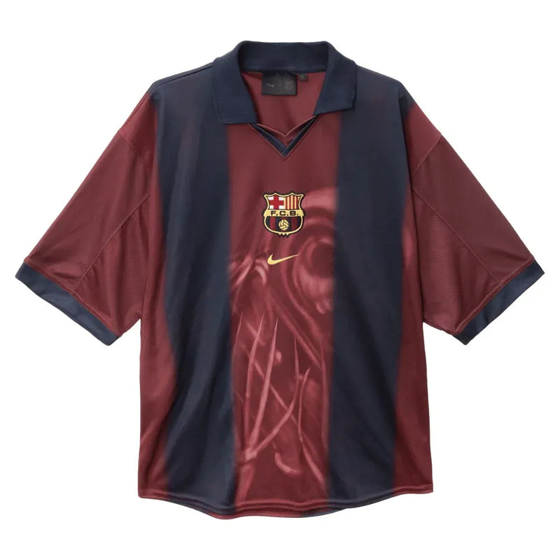 Camisa-barcelona-travis-scott-retro-vintage-2000-2001-nike-grena-messi-neymar-yamal-viscabarça-catalunã-barça-cactus-jack