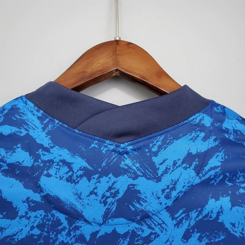 Camisa Eslováquia Home I 2020/21 Nike masculina azul com estampa gráfica, gola redonda e mangas curtas, modelo torcedor confortável em tecido respirável para fãs da seleção eslovaca