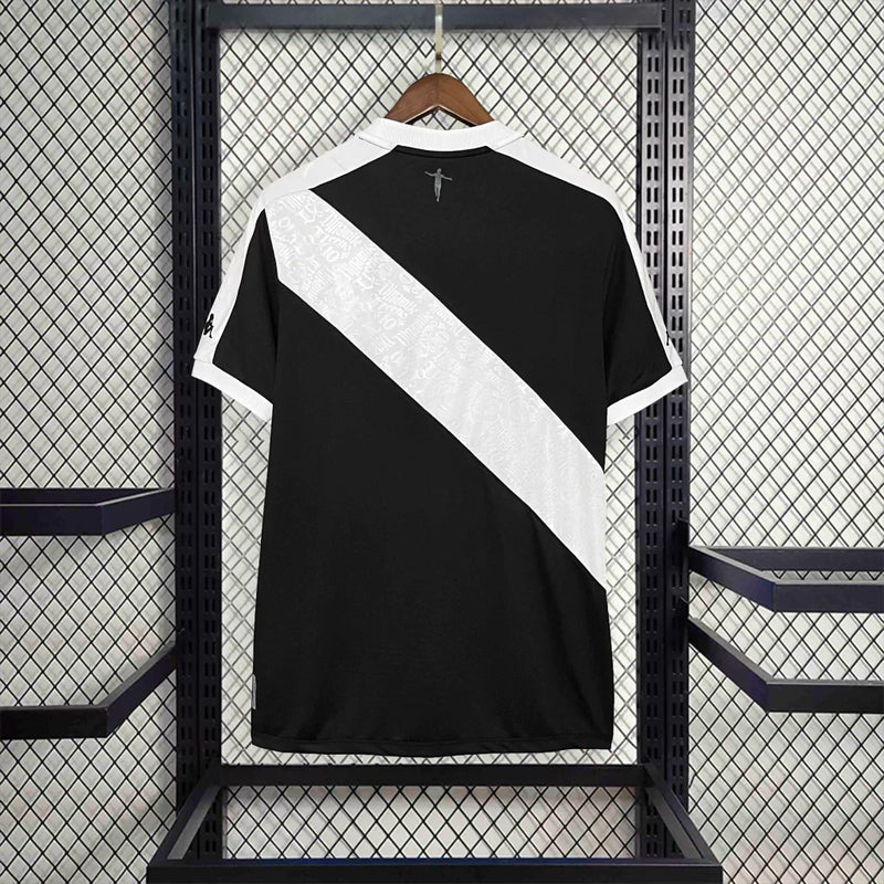 Camisa Vasco Home 2024/25 Torcedor Masculina Edição Dinamite Adidas oficial preta e branca com faixa transversal e escudo bordado