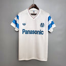 Camisa Olympique Marseille Home I 1990/91 Adidas Retrô Masculina Branca, uniforme clássico, escudo aplicado, tecido leve e respirável, ideal para torcedores e colecionadores.”