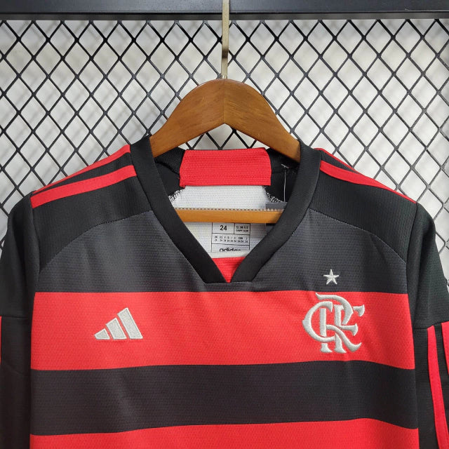 Kit Infantil Flamengo Home (1) 2024/25 Adidas Manga Longa