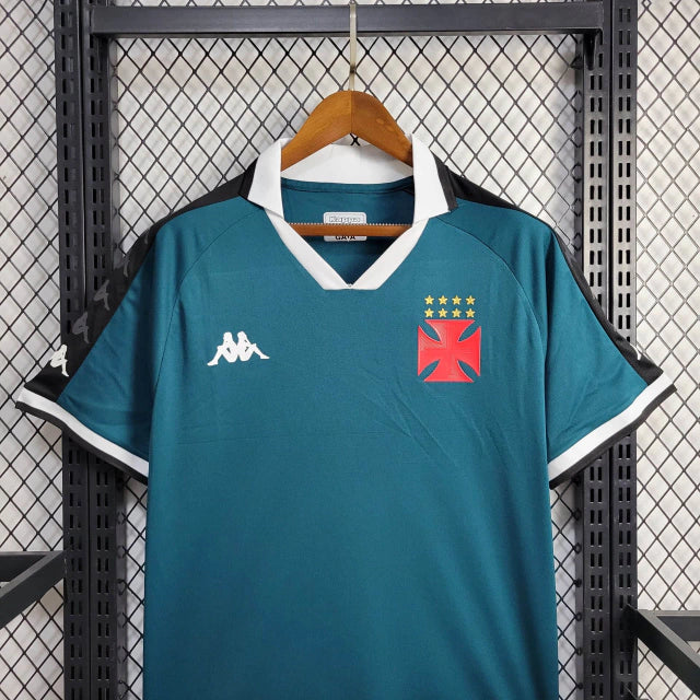 "Camisa Vasco da Gama Goleiro 2024/25 Kappa Masculina manga longa, verde com detalhes em preto e branco, escudo do clube em destaque, ideal para treinos e jogos