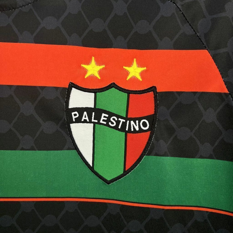 Camisa Palestino Away II 2025/26 Torcedor Masculina Preta, uniforme elegante, futebol chileno, escudo bordado, conforto e estilo para torcedores"