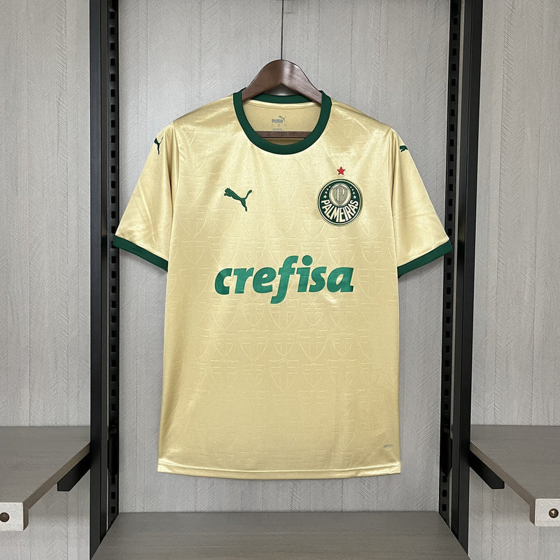 Camisa Palmeiras Third III 2024/25 Puma Torcedor Masculina dourada, modelo oficial do Verdão disponível na Wazemix, ideal para torcedores e colecionadores."