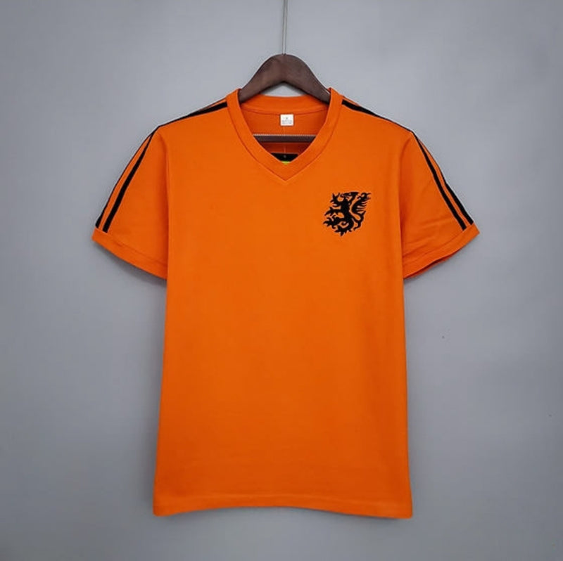 Camisa Holanda Retrô Home 1974 Torcedor Masculina - laranja