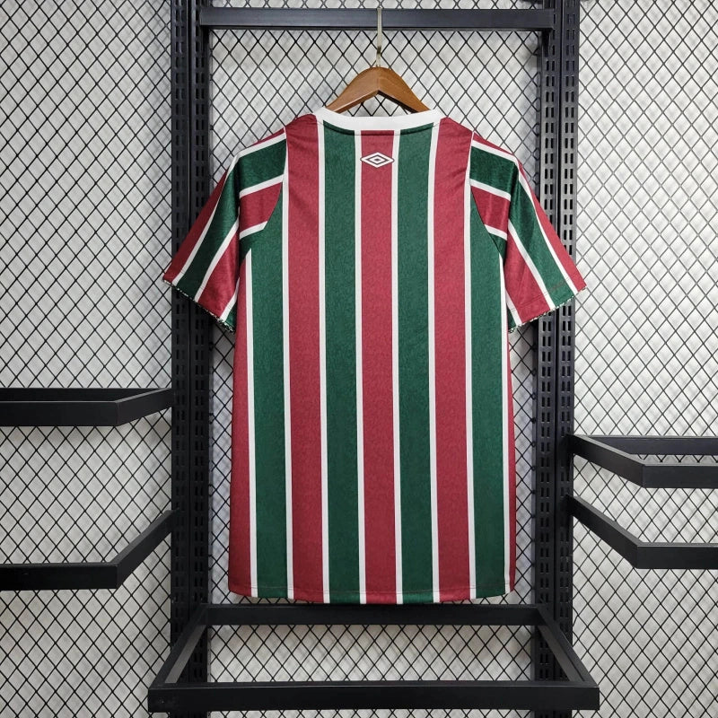 "Camisa Fluminense Home 2024/25 Masculina Umbro para torcedor, tricolor verde, grená e branco, modelo oficial do clube, ideal para fãs do Fluminense Football Club"
