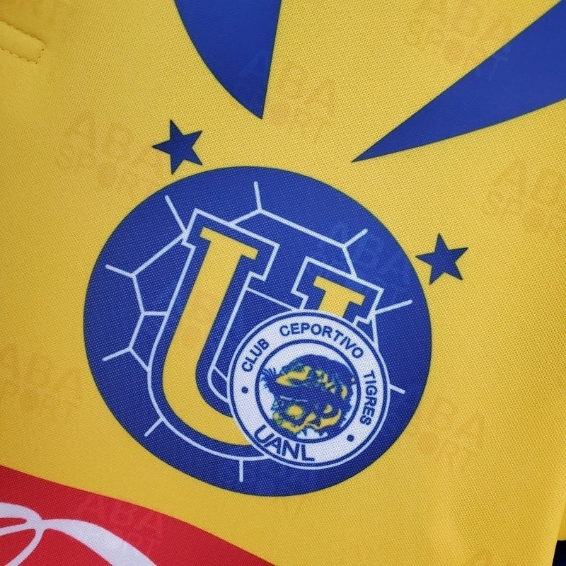 Camisa Tigres Home I 1996/97 Retrô Masculina Amarela, uniforme clássico retrô mexicano, escudo histórico, edição colecionador, Waze Mix"