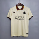 Camisa Roma Away II 2020/21 Nike Retrô Masculina marfim, com detalhes em bordô e dourado, gola polo e escudo bordado da Roma.